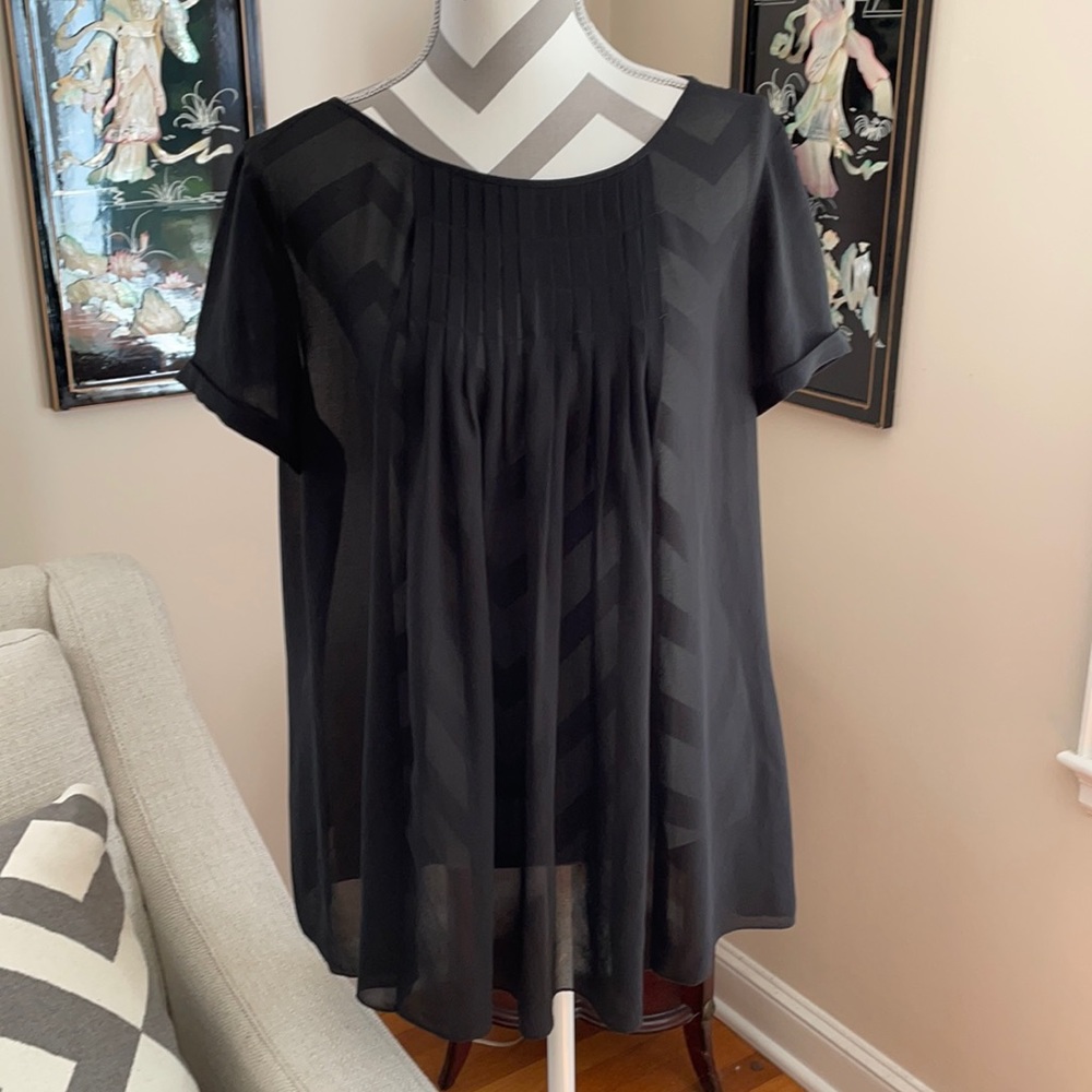 Ann Taylor Loft Black Sheer Top